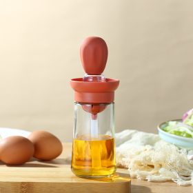 1pc Kitchen Oil Dispenser Bottle With Brush 2 In 1 Olive Oil Dispenser Bottle With Silicone Basting Brush And Dropper Glass Oil Bottle Convenient (Color: Red)
